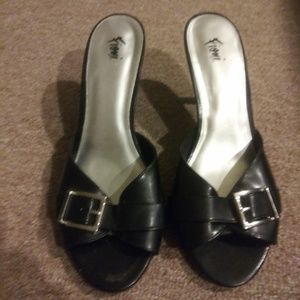 Black open toe heels